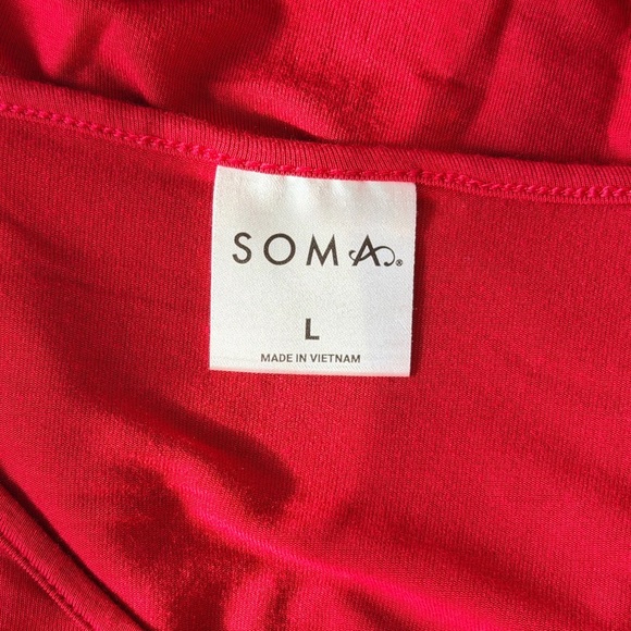 Soma Red V-Neck Long Sleeve Ultra Soft Stretchy Top Women size L Comfy - Picture 2 of 6